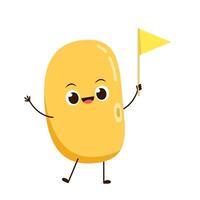 Soybean . Soybean character design. Soybean and tofu . Yellow flag . vector