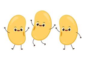 Soybean . Soybean character design. Soybean and tofu . Yellow flag . vector