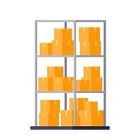 Parcel box on shelf . Parcel box on white background. Parcel box stack. vector