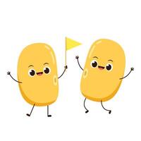 Soybean . Soybean character design. Soybean and tofu . Yellow flag . vector