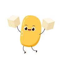 Soybean . Soybean character design. Soybean and tofu . Yellow flag . vector