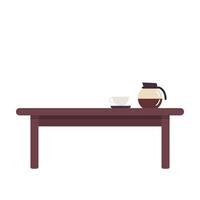 Coffee pot and cup . free space for text. Coffee pot and cup on table . vector