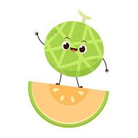 Melon character design. melon on white background. Melon cartoon. vector