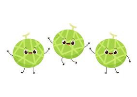 Melon character design. melon on white background. Melon cartoon. vector