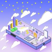 Isometric design of cellphone and icon vector