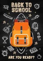 Back to school banner with school items and elements. vector