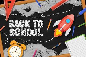 Back to school banner with school items and elements. vector