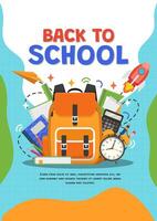 Back to school banner with school items and elements. vector