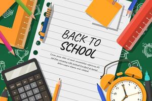 Back to school banner with school items and elements. vector