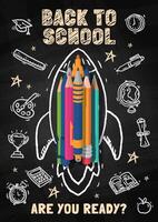 Back to school banner with school items and elements. vector