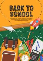 Back to school banner with school items and elements. vector