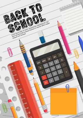 Back to school banner with school items and elements.