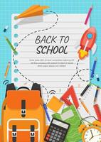 Back to school banner with school items and elements. vector