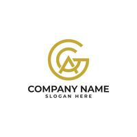 GGA initial lettermark in geometric shape and intertwined letter with the G act as globe vector