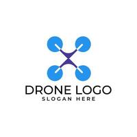 Modern and simple drone logo with minimalist element including 2 upward and downward arrow vector