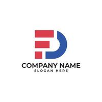 FD initial lettermark in red and blue in minimalist and modern with the letter F show marketing progress bar vector