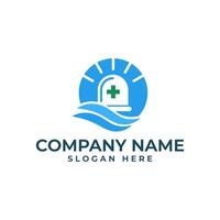 coast Ambulance logo with element of siren in negative space inside medical cross and wave vector