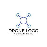 Modern and simplistic drone logo with geometric shape and minimalist element vector