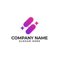 S initial lettermark with the interchange bubble chat represent interaction and the spark star element in modern minimalist style vector