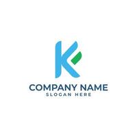 KF initial lettermark in modern and minimalist style with green and aqua medical color vector