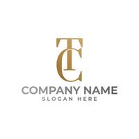 TC initial logomark with the letter TC intertwined in gold gradient with luxury modern elegance and minimalist style vector
