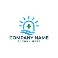 coast Ambulance logo with element of siren inside medical cross and wave vector
