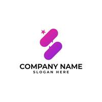S initial lettermark with the interchange bubble chat represent interaction and the spark star element on top in modern minimalist style vector