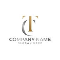 TC initial logomark with the letter TC intertwined in gold gradient color with luxury modern and minimalist style vector