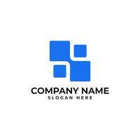 The connected pixel logo design template for networking and technology ai industry vector