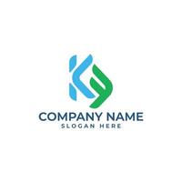 KF initial lettermark in modern and minimalist style with green and aqua medical color vector
