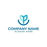 LP initial lettermark with the LP as the sprout to represent growth and the smile represent happiness vector