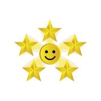 5 star ratings with smiling emoticon in the middle vector
