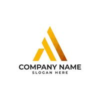 Professional A letter logo design in shape of a mountain with the different shade of orange color in modern and minimalist style vector