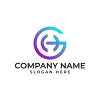 Circle GH initial lettermark in modern and minimalist style vector