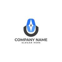 Professional and best logo for the UAV letter mark in modern and abstract style of a house and drone aerial photography in blue and black color palette vector