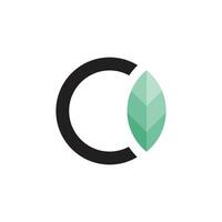 The initial C logomark with the circle as globe and earth and the leaf signify sustainable environment executed in modern geometric and minimalist style vector