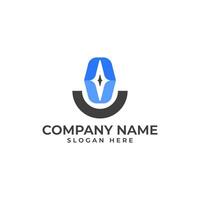 Professional and best logo for the UAV letter mark in modern and abstract style of a house and drone aerial photography in blue and black color palette vector