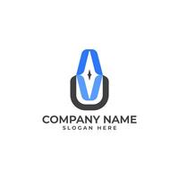 Professional and best logo for the UAV letter mark in modern and abstract style of a house and drone aerial photography in blue and black color palette vector