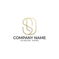The LSD initial in the shape of infinity sign with black and gold gradient executed in luxury elegance modern geometric and minimalist style vector