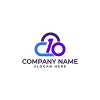 Cloud technology with C10 initial lettermark in modern minimalist style vector