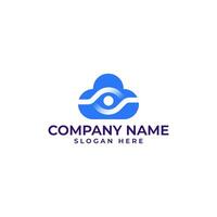 cloud Technology logo with the eye element to monitoring in modern and minimalist style vector