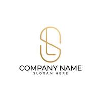 The initial SL lettermark intertwined with soft round and gold gradient in modern luxury elegant and minimalist style vector