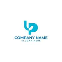 LP initial lettermark with the letter L connect to the letter P in geometric style to represent releationship and togetherness and the smile represent happiness vector