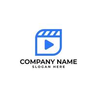 Professional logo design for content creator combine play button and the reel films in modern and minimalist style vector