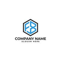modern abstract and minimalist FB lettermark in the shape of an hexagon in blue color vector