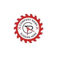 Craftsmanship logo with the initial letter CR with the letter R have the ruler and the blade as the badge vector