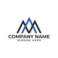 Professional AM letter mark business logo in abstract and modern minimalist style and in the rooftop and mountain shape in blue and black color palette vector