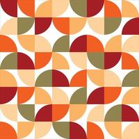 Seamless background of geometric Bauhaus pattern in Orange color theme vector