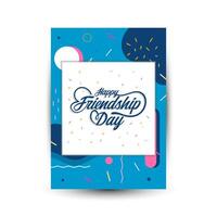 Modern trend Vertical poster template for friendship day celebration memphis background element vector