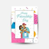 Modern trend Vertical poster template for friendship day celebration memphis background element vector